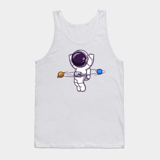 Astronaut Playing Planet Ball Cartoon Tank Top